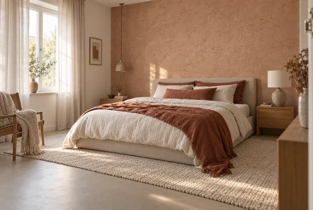 Visualisierung: Schlafzimmer in Terrakotta, Terra CALCE · Terra INCON