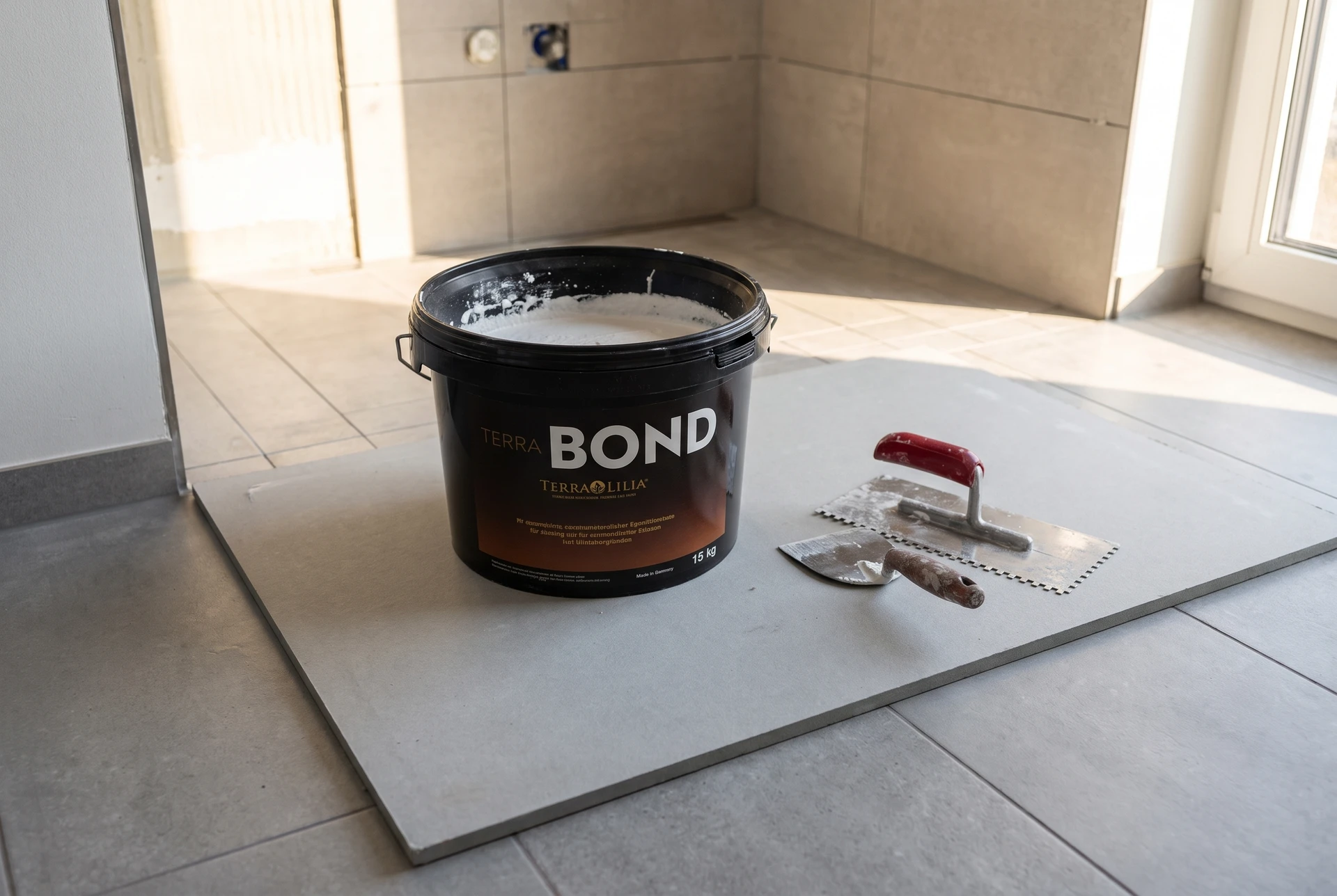 Terra BOND auf einer modernen Baustelle ohne Menschen – KI-generierte Inszenierung